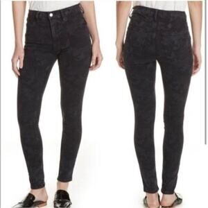 FREE PEOPLE Black Textured Crinkle Skinny Jeans Size 28 Midrise Grunge